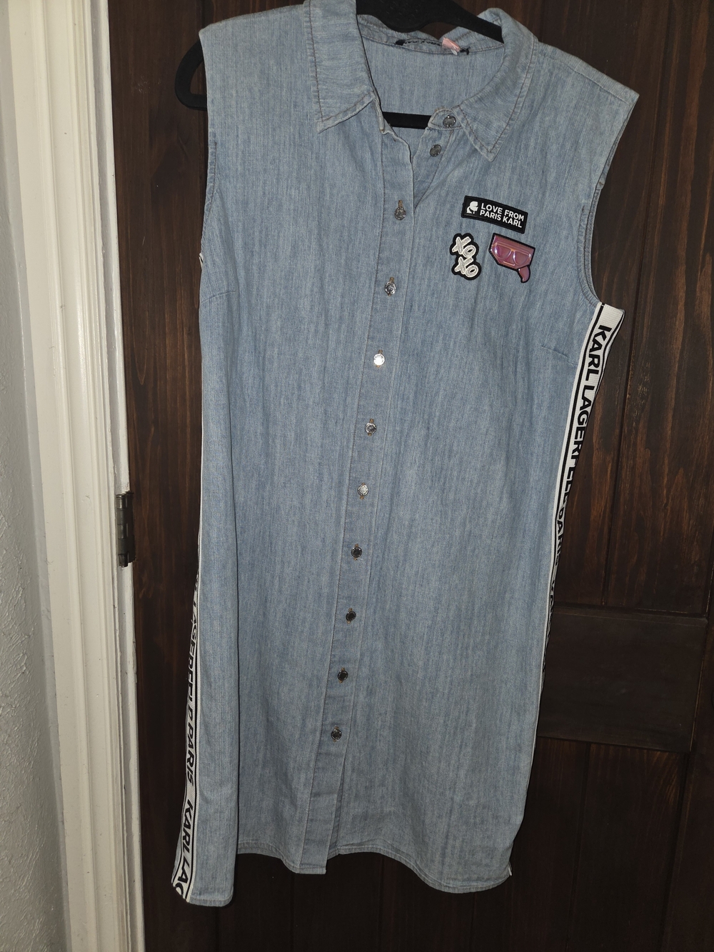 Karl Lagerfeld  Blue Denim Sleeveless Shirt Dress